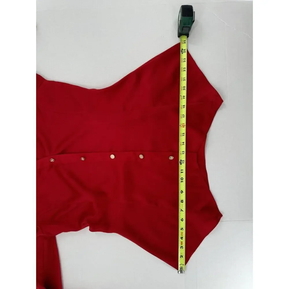 Michael Kors Blouse Size XS Logo Red Career Business Office Flowy​​​ - Picture 16 of 16